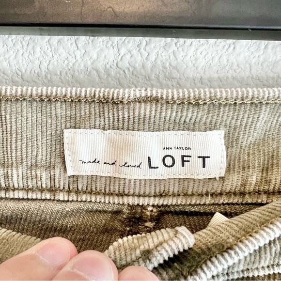 LOFT Ann Taylor Skinny Crop Corduroy Pants Olive Green Ankle Moto Style Size 6 - Picture 4 of 11